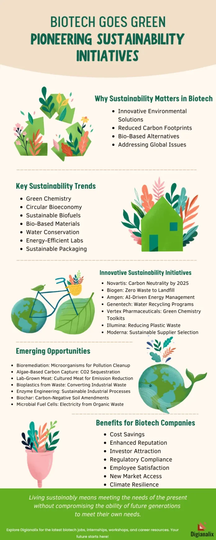 Infographic highlighting key sustainability trends and opportunities in the biotech industry for 2024