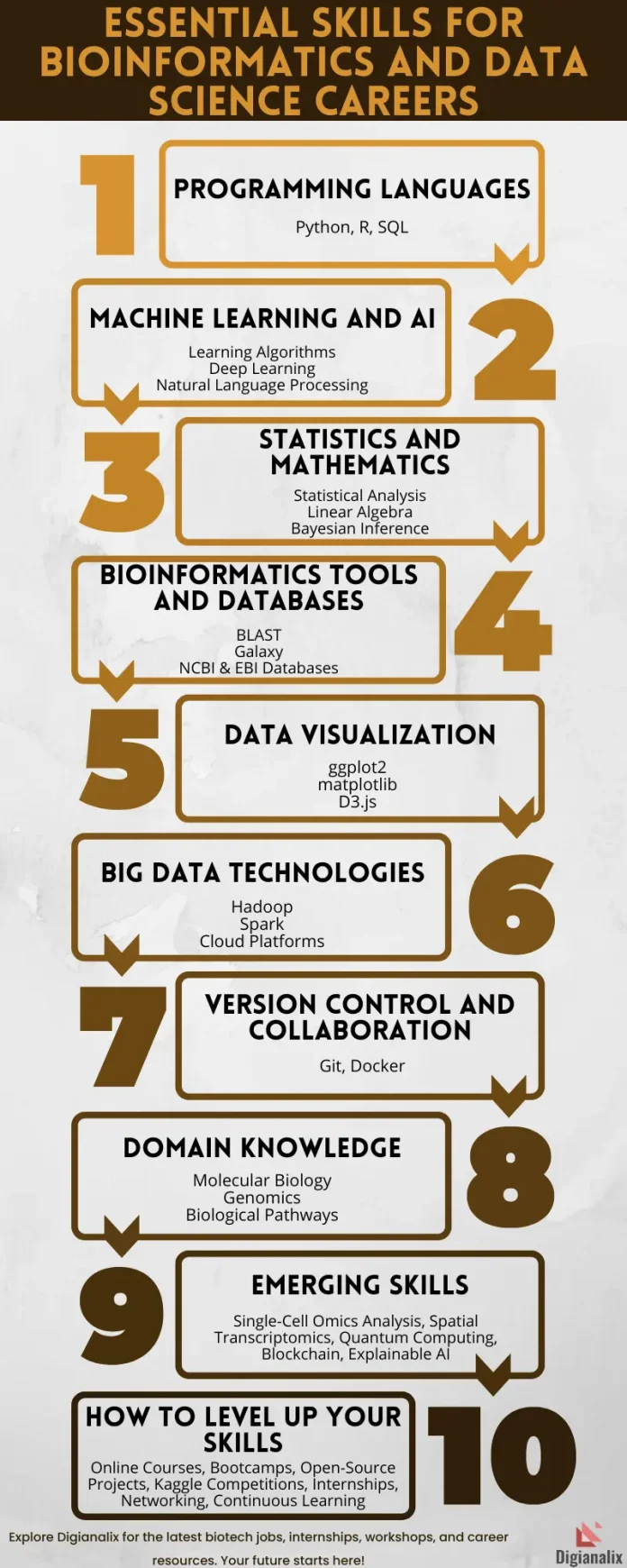 Infographic on Essential Skills for Bioinformatics and Data Science Careers