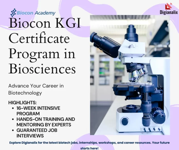 Biocon KGI Certificate Program in Biosciences Poster