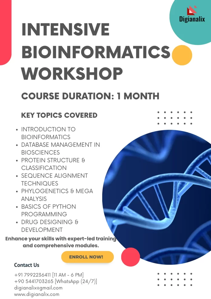 Intensive Bioinformatics Workshop Poster - 1 Month Course