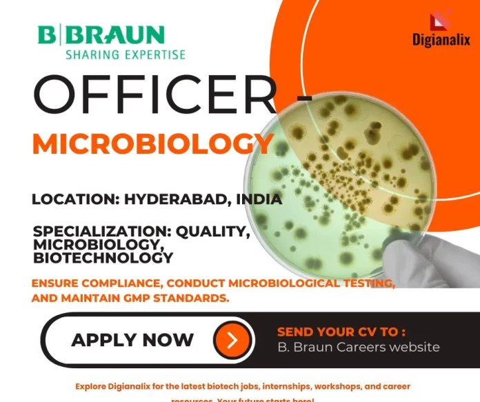 Officer - Microbiology at Oyster Medisafe Pvt. Ltd., Hyderabad