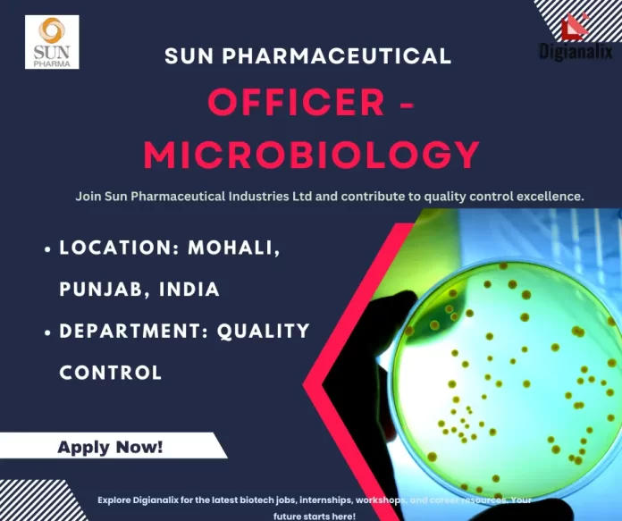 Officer Microbiology Job at Sun Pharmaceutical Industries, Mohali