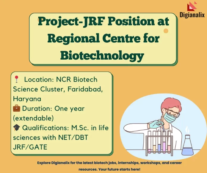 Project-JRF Position for Antimycobacterial Research at Regional Centre for Biotechnology, Faridabad