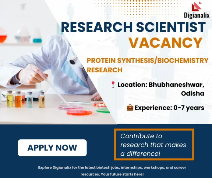 Research Scientist Job in Protein Synthesis and Biochemistry at Novus Power, Bhubhaneshwar