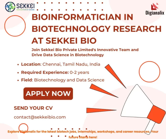 Bioinformatician Role at Sekkei Bio Private Limited