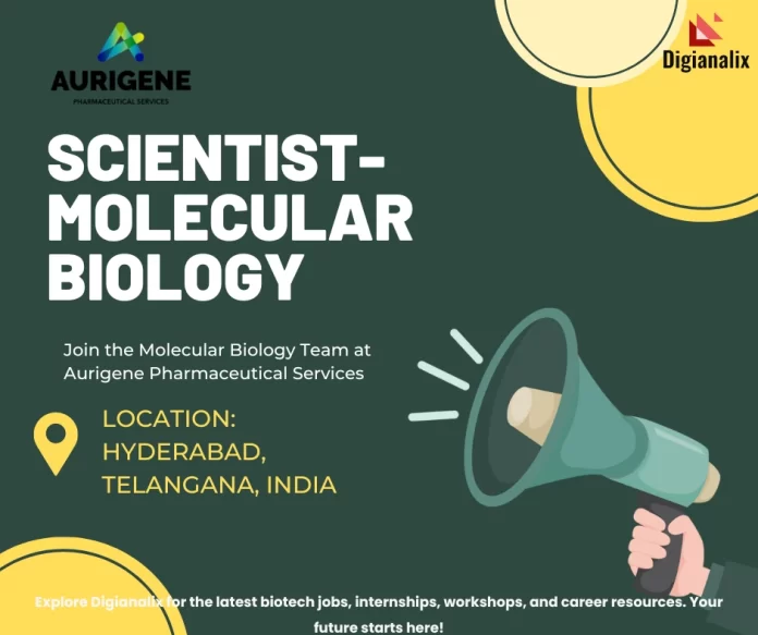 Scientist - Molecular Biology at Aurigene in Hyderabad