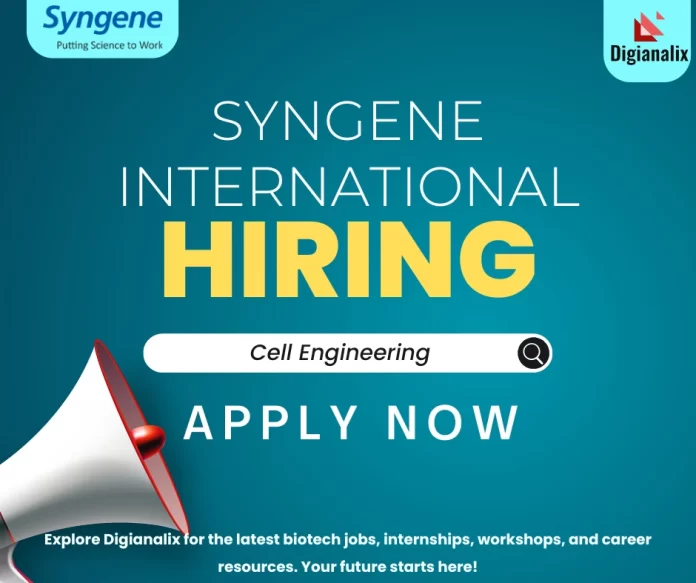 Research scientist working in a cell engineering lab at Syngene