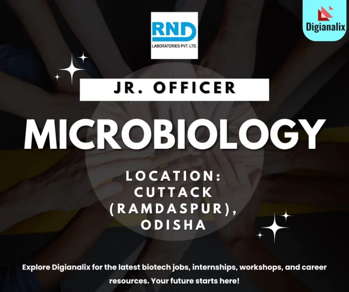 Jr. Officer Microbiology at RND Laboratories Cuttack