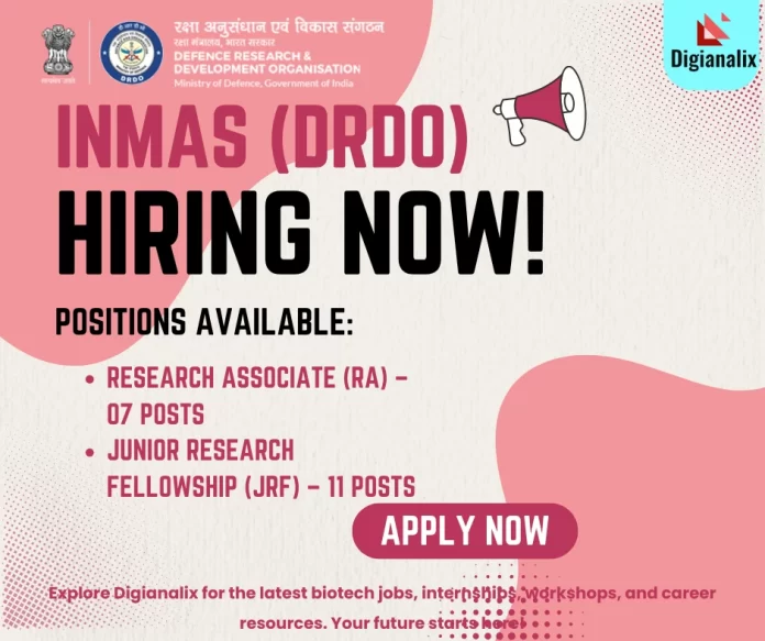 Research Opportunities at INMAS DRDO - Apply for Research Associate & Junior Research Fellowship Positions