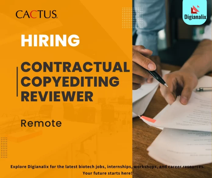 Contractual Copyediting Reviewer Role at Cactus Communications in India