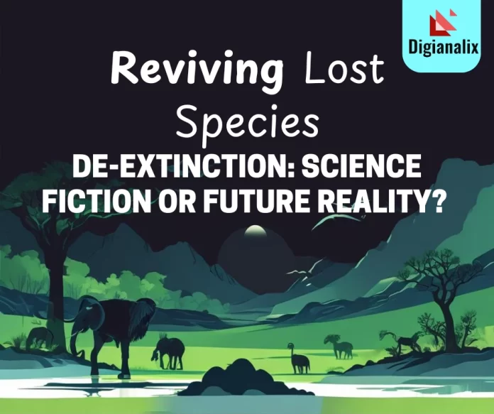 de-extinction, explaining how scientists use DNA recovery, CRISPR, and cloning to revive extinct species