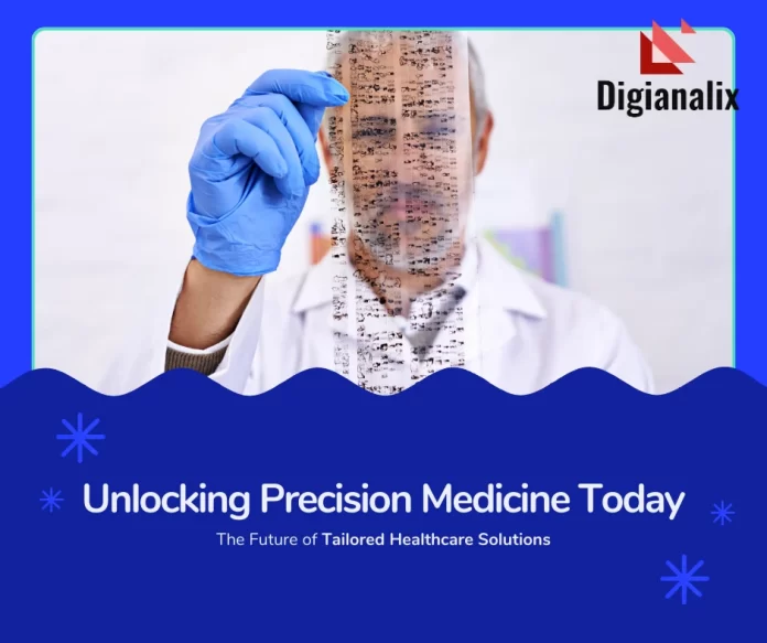 bioinformatics in precision medicine, highlighting genomics, pharmacogenomics, AI applications, and ethical considerations.